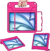 AVAWO Kids Case for New iPad Air (M3/M2) 11 Inch 2025/2024, iPad Air 5th/4th Generation 10.9 Inch Case (2022/2020), Light Weight Shockproof Durable Handle Stand Kids Cover, Rose