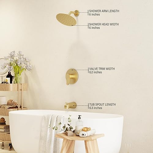 Miniatura 2 de Juego de grifo de ducha para bañera, kit de molduras para bañera y ducha con cabezal de ducha Rian de alta presión de 6 pulgadas, juego de cabezal