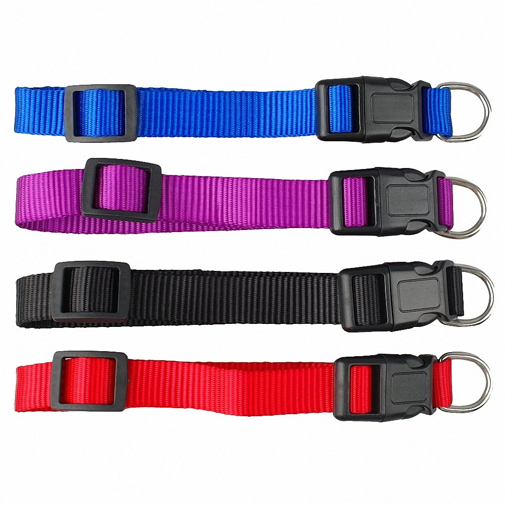 20 unids/lote al por mayor de Nylon Collar de Perro Cheap Ajustable Collares de Perro para Gatos Pequeños Mascotas Mediano Rojo Azul Negro Púrpura, L Azul