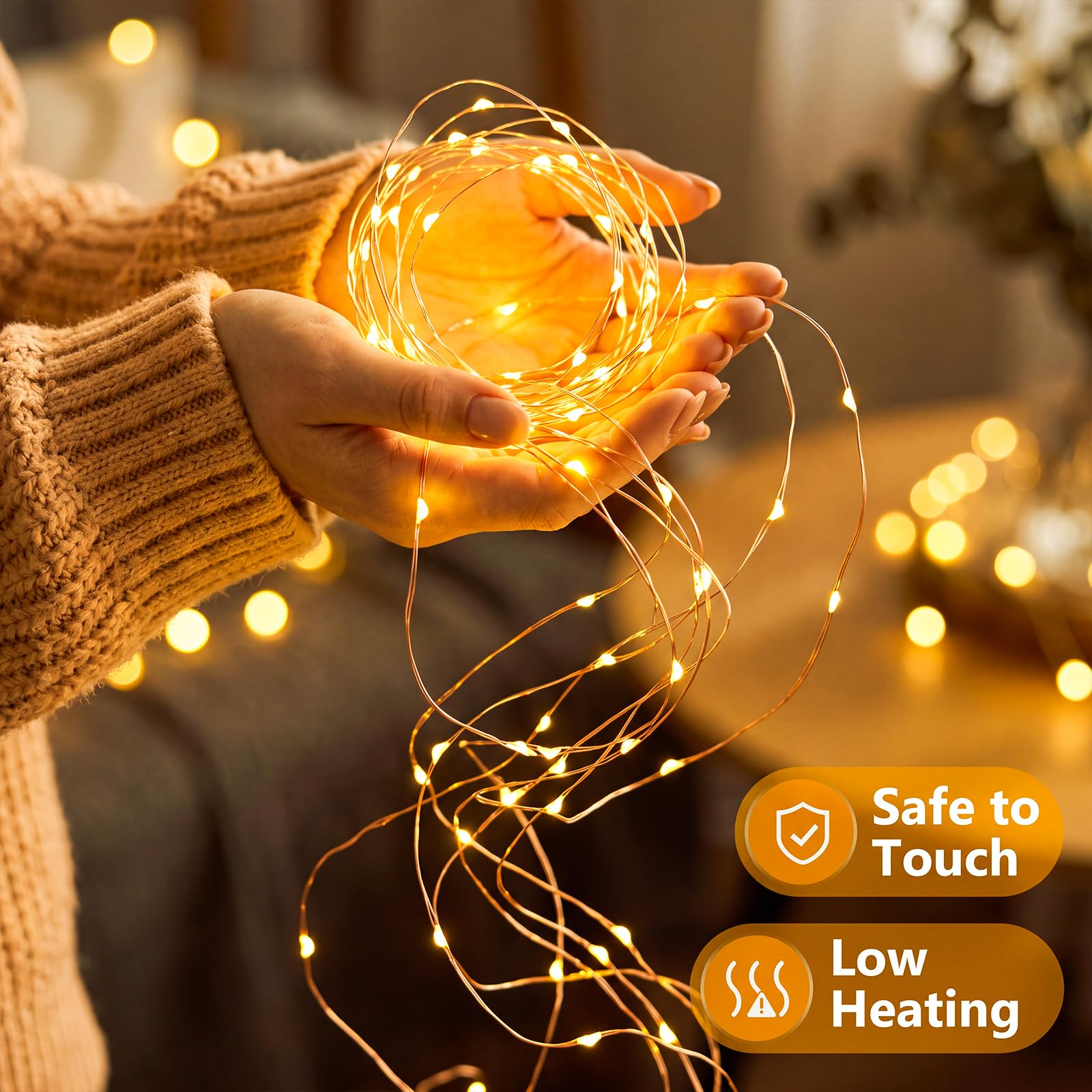 litogo Confezione da 8 luci a batteria con timer, 3 m