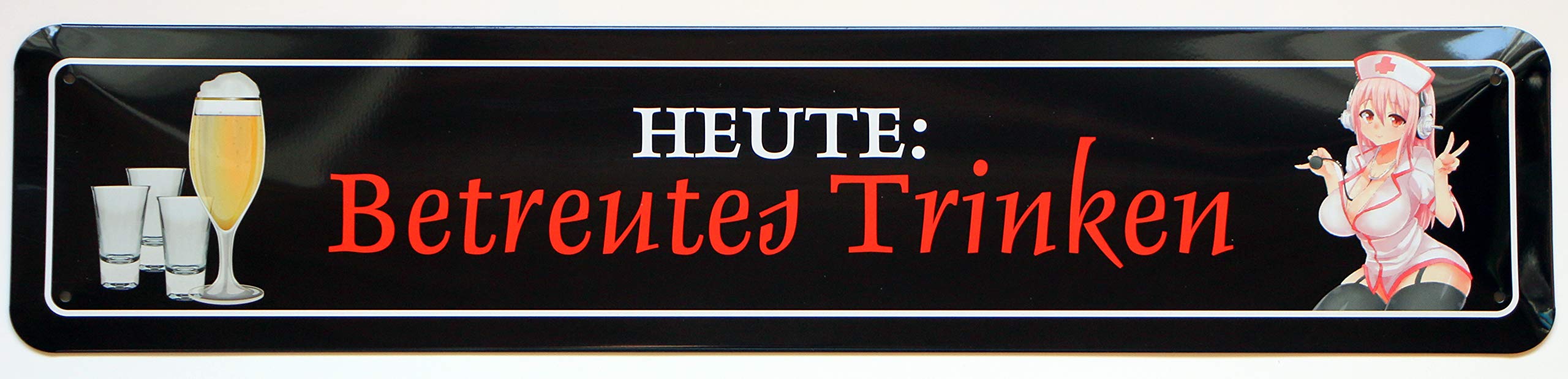 Plaque de rue heut betreutes boire bière inscription allemand 46 x 10 cm