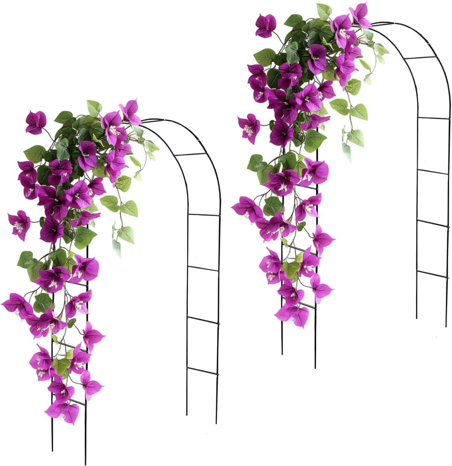 PRADICHI 2.4m Black Metal Garden Arch - Heavy Duty Powder-Coated Steel Arbor for Climbing Plants & Roses - Decorative Pergola for Weddings, Walkways & Outdoor Events (Pack of 2, Garden Arch)