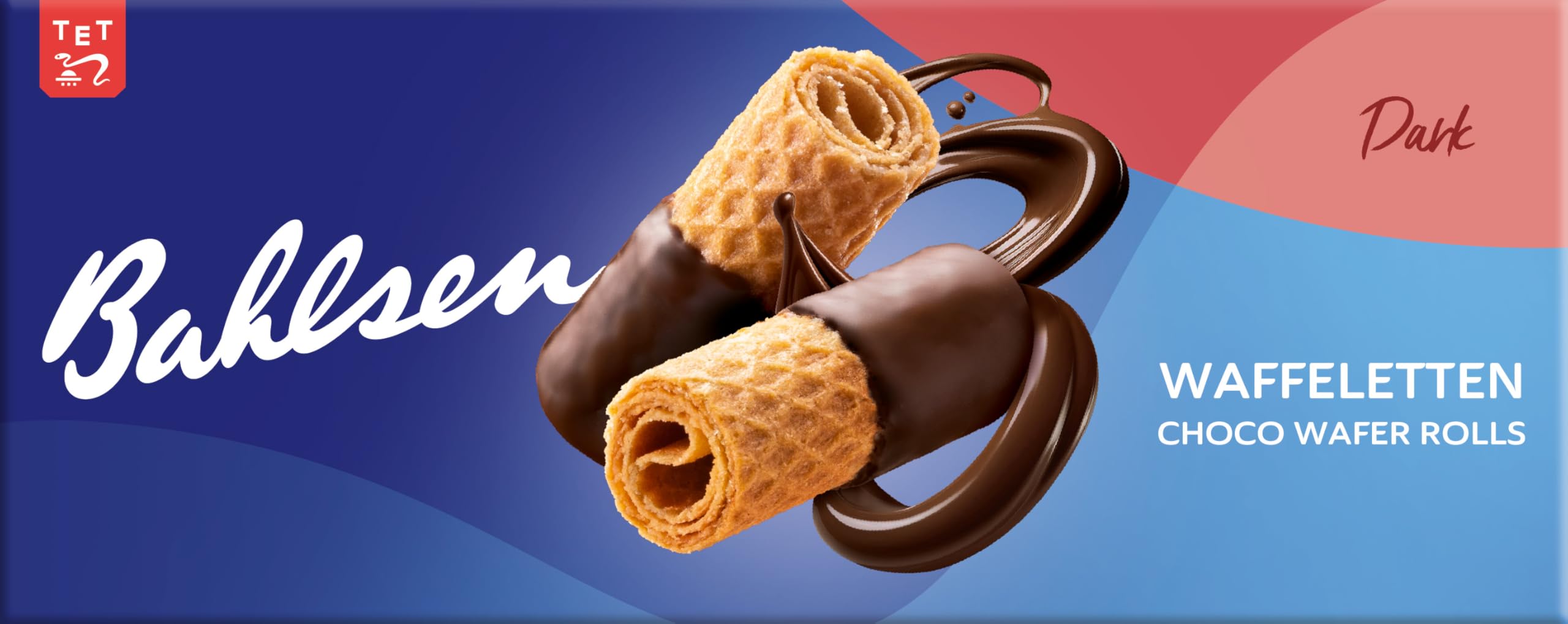 Waffeletten Dark Wafers - Crunchy Thin Wafer Rolls Half Coated in Dark Chocolate - 100g