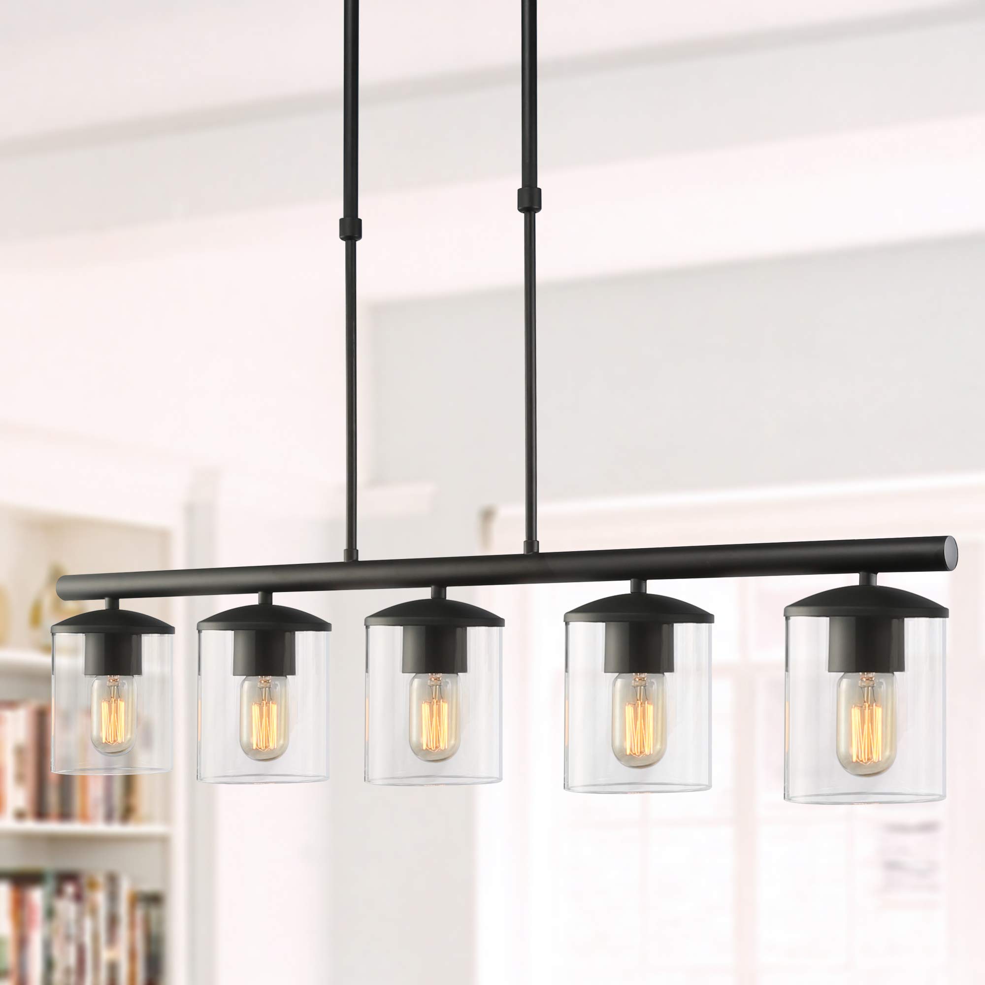 Buy Black Farmhouse Chandelier, 5Light Island Lights for Kitchen in