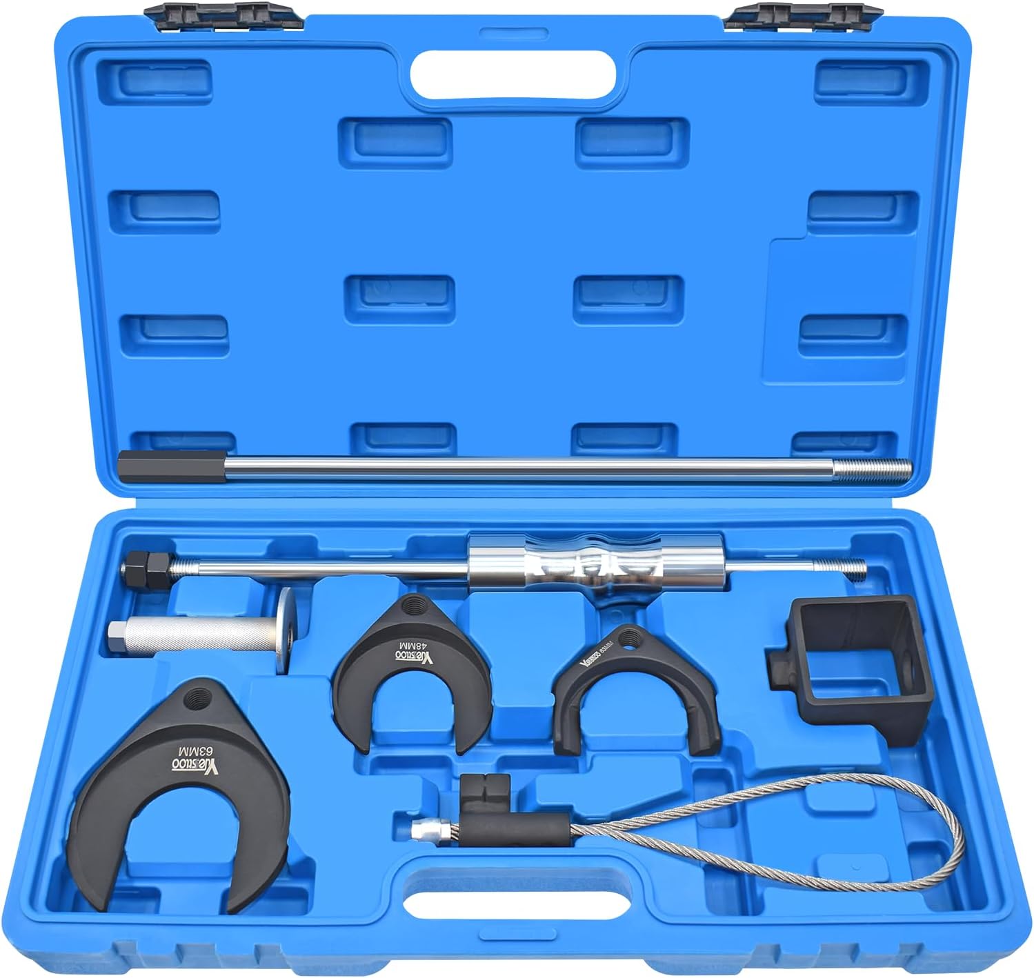 11 Piece Inner CV Axle Removal Tool, Heavy Duty Slide Hammer Puller Set, 63mm 48mm CV Joint Fork, Outer CV Joint Adapter and Steel Cable Adapter, Front Wheel Drive Axle Half Shaft Removal Tool Kit