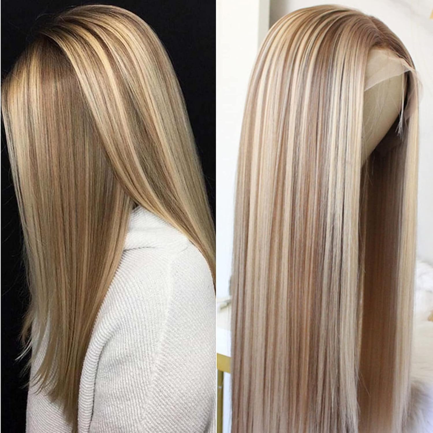 ✨24” BLONDE OMBRÉ STRAIGHT LACE FRONT WIG *NEW* Lace Front Wig Ombre Blonde Straight Human Hair Wigs  main image 4