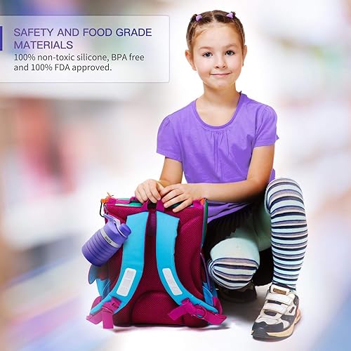 Miniatura 8 de ONTA Botella de agua plegable de silicona sin BPA, 20 onzas, portátil, a prueba de fugas, fácil de limpiar, resistente a roturas, apta para viajes