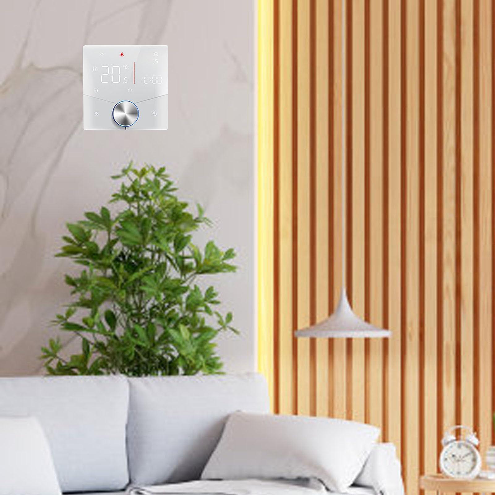 Smart Thermostat WiFi Programmierbares digitales Thermostat mit kontrollfarbe genaue Temperaturregelung für Heizheizungssaunaberadenheizungssysteme AC95 240 V ACDC24V (Weiß)