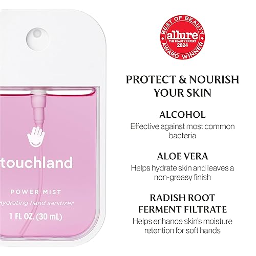 Miniatura 55 de Touchland Power Mist Spray desinfectante de manos hidratante, FRESH 5 set (menta, cítricos, lima limón, aloe, sandía), 1 onza líquida.