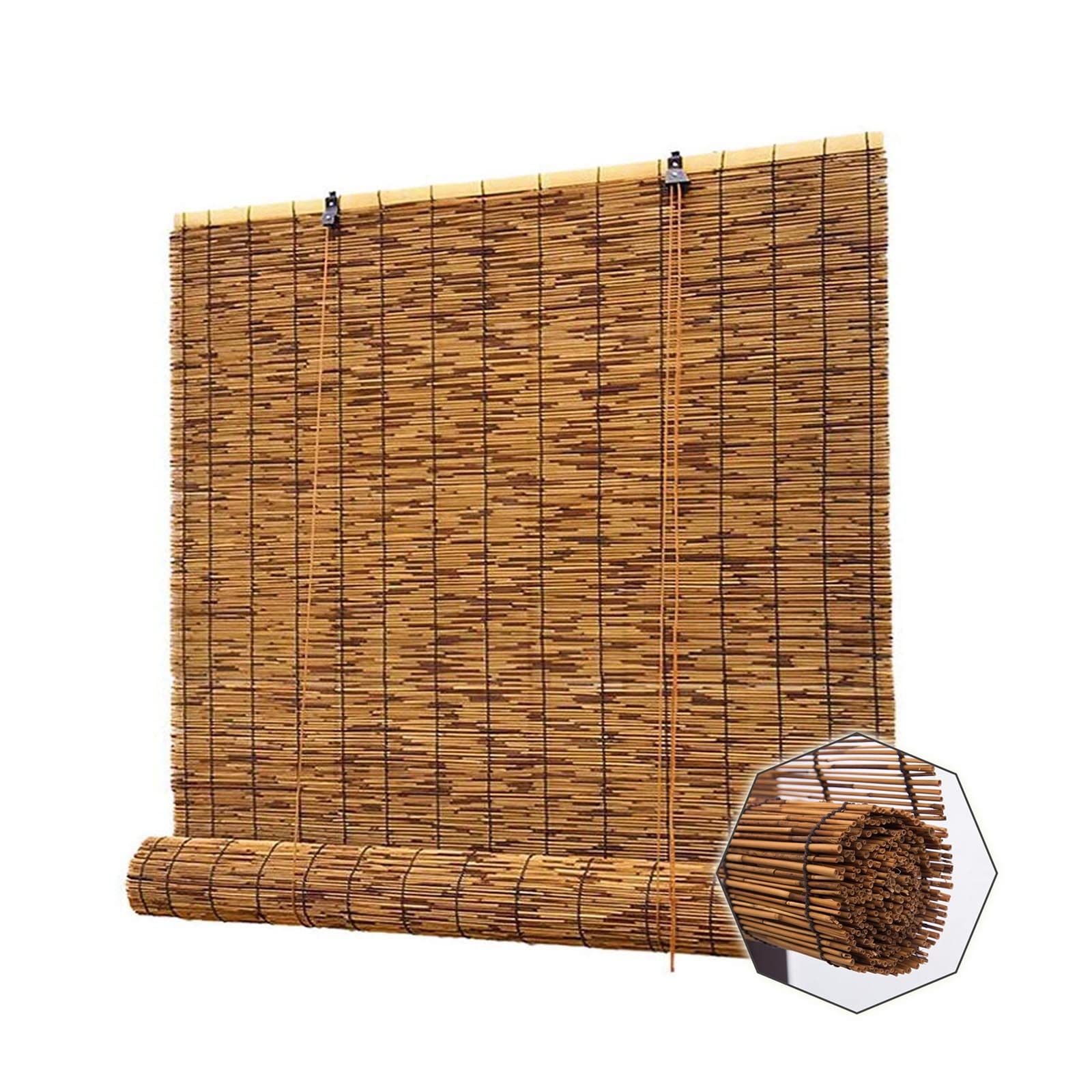 Store enrouleur extérieur en roseau carbonisé W70xH180cm