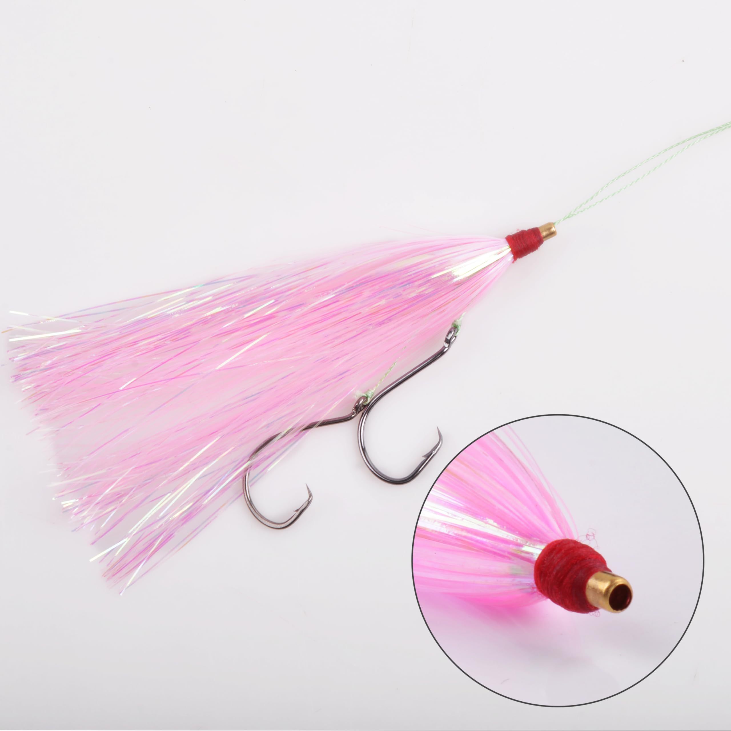 Teaser da pesca, 12/18 pezzi Bucktail Teaser Mylar Teaser Tail Fishing Teaser per Fluke Flounder Rigs per Pesca in acqua salata Esca da pesca Pesca Teaser Spine 3 Colori