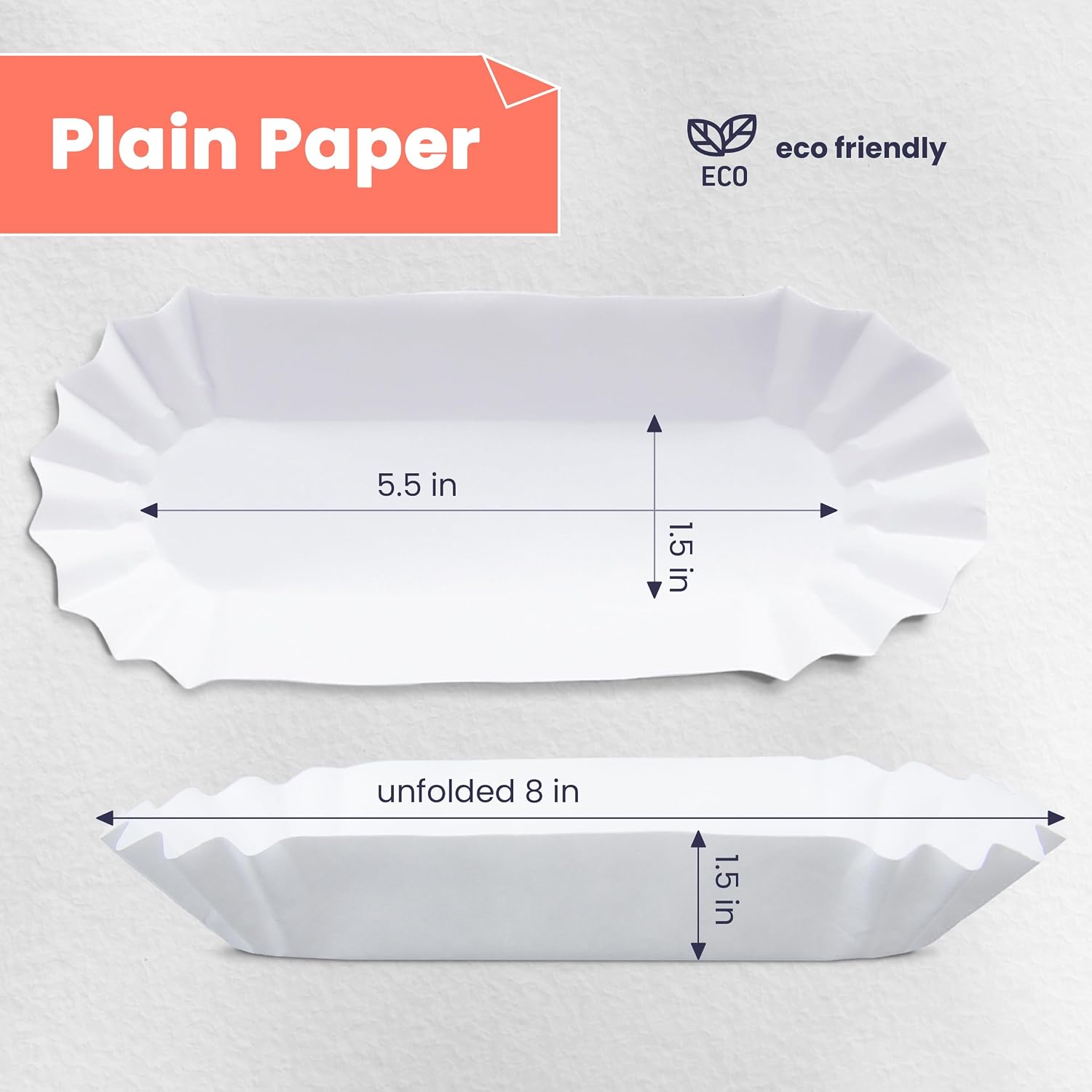 Fit Meal Prep [1000 Pack] 6" White Disposable Fluted Paper Hot Dog Trays, Baseball, Disposable Serving Containers, Corn Dog Liner for Concession Stand/Food Truck