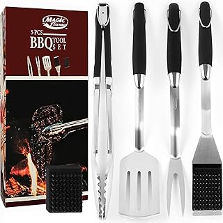 Sponsored Ad - MAGIC FLAME 18'' BBQ Grill Accessories, Heavy Duty 5 Pcs Grilling Tools, Extra Thick Stainless Steel Grill ...