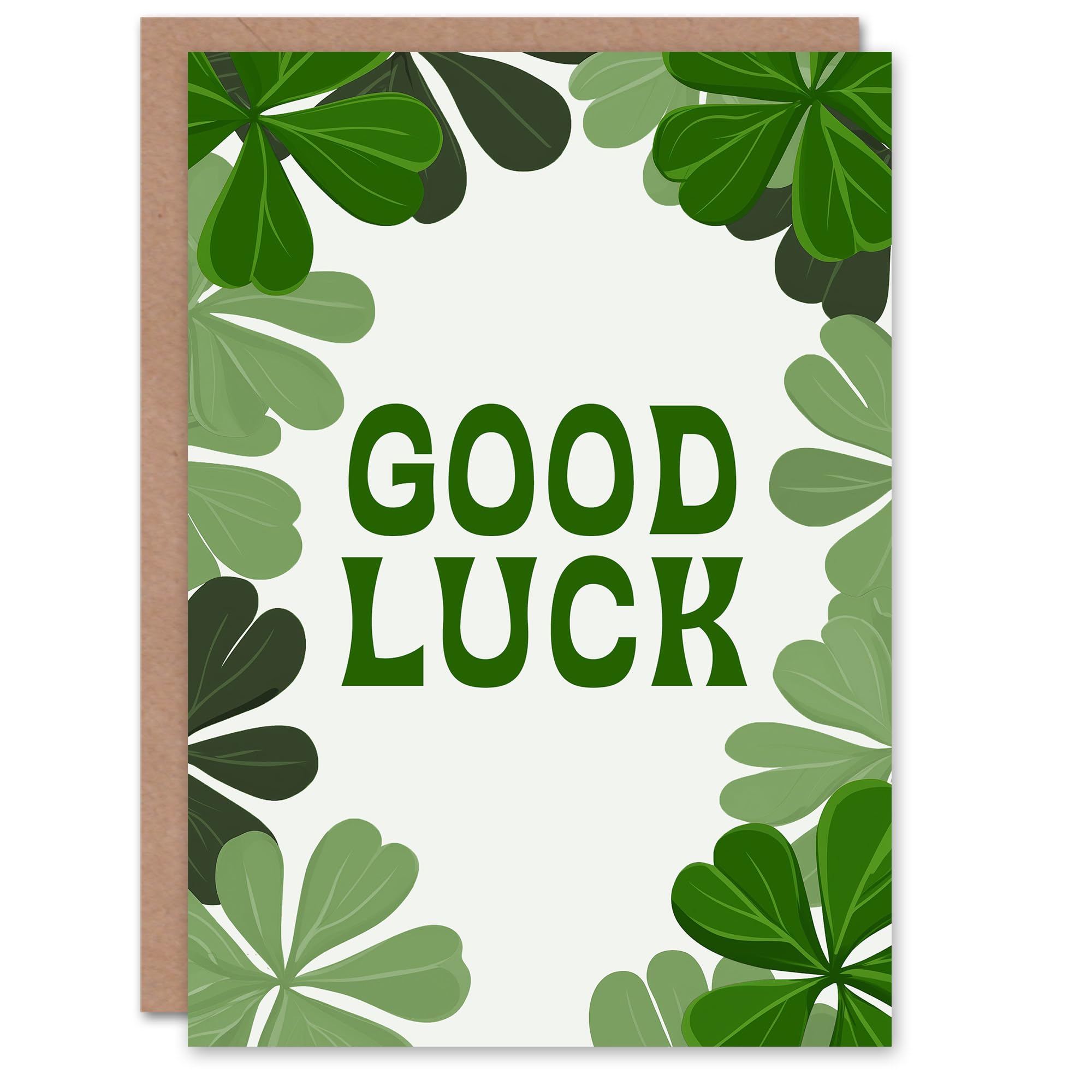 Artery8 Good Luck Card St. Patrick's Day Shamrock Clover Blank For Him Or Her Art Greeting Card