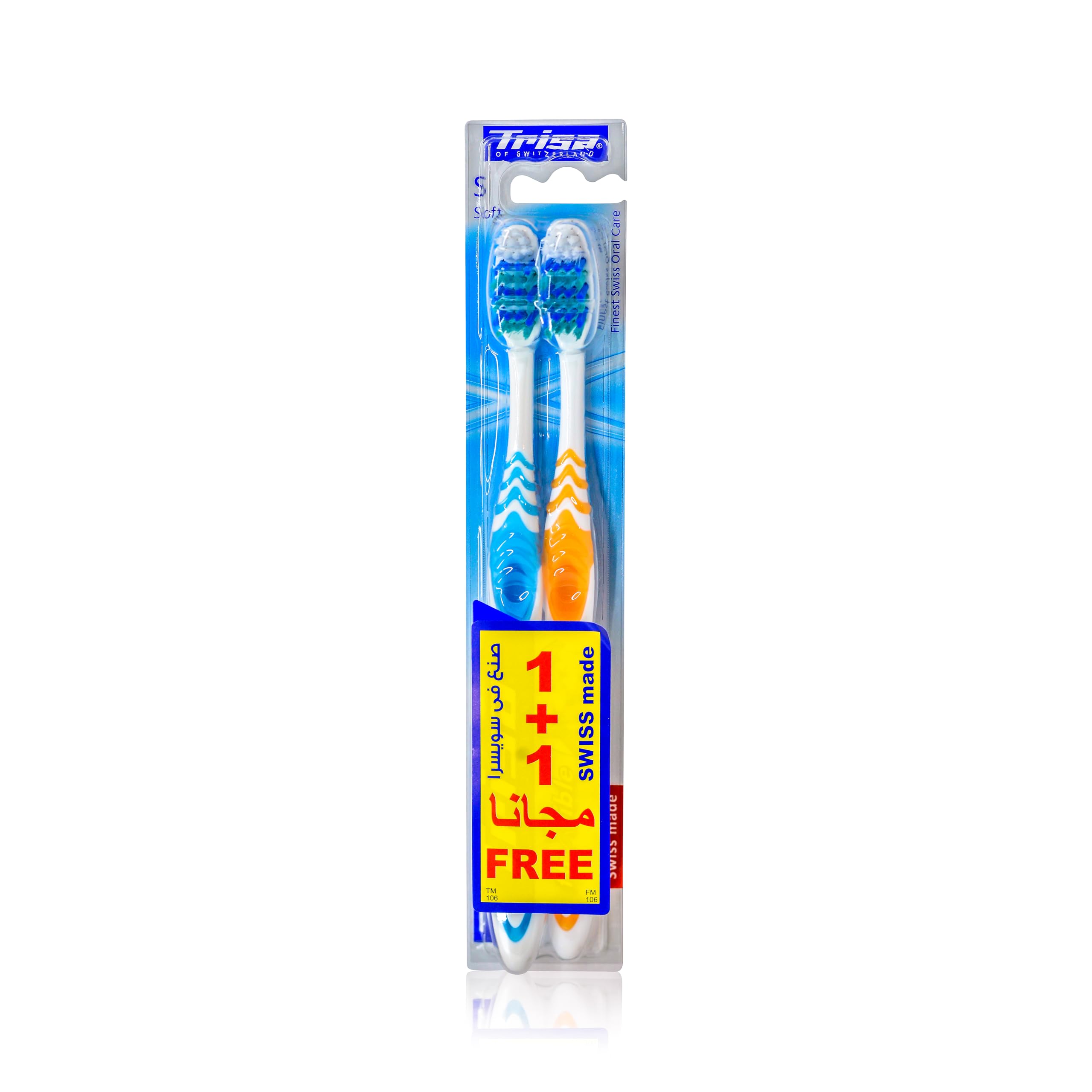 Trisa Pearl White Soft Toothbrush Pack of 2, Assorted Color