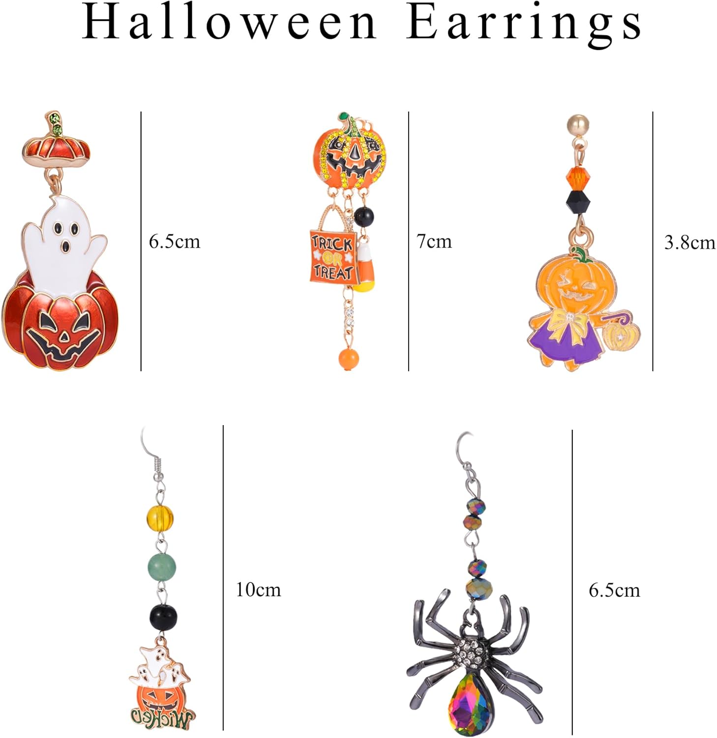 C-leen Halloween Earrings For Women - Metal Pendant Earring Hypoallergenic Colorful Pumpkins Ghostly Pumpkins Spiders Earrings Jewelry Halloween Gifts for Women Wife Friends Her - Image 5