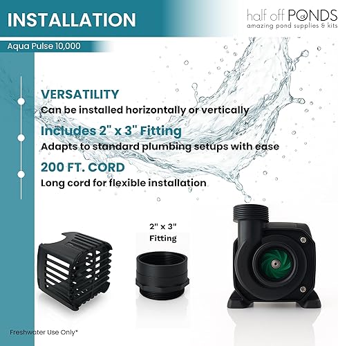 Vista 126 de HALF OFF PONDS Aqua Pulse Series - Bombas sumergibles de tracción híbrida de 550 gal/hr a 12,500 gal/hr Cable de 33 pies
