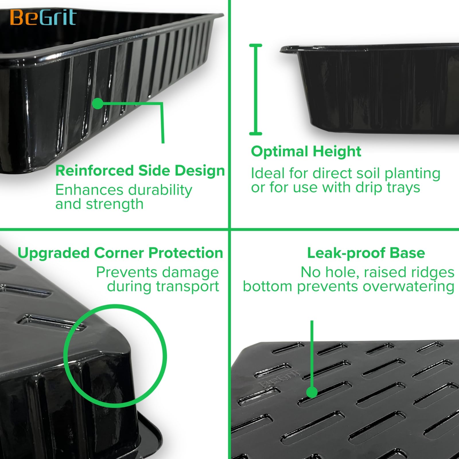 BeGrit Set 10 Vassoi Semina 37x30cm - Per Microgreens, Semenzaio Idroponico E Coltivazione - Foto 6
