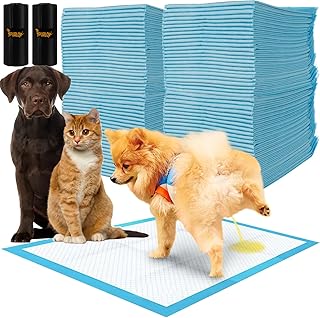 Purlov Trainingsunterlagen für Hunde 60 x 40 cm 100 Stück + 2 Beutel Inkontinenz Bettunterlage für Tiere - Hundezubehör und Welpen - Hundeklo für Zuhause 21599