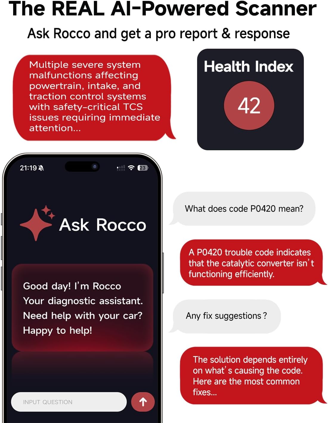2026 Bluetooth OBD2 Scanner for iPhone & Android - AI Powered Wireless Car Diagnostic Scan Tool, Check Engine Code Reader with Real-Time Data, No Subscription Fee for All Cars and Trucks 1996+