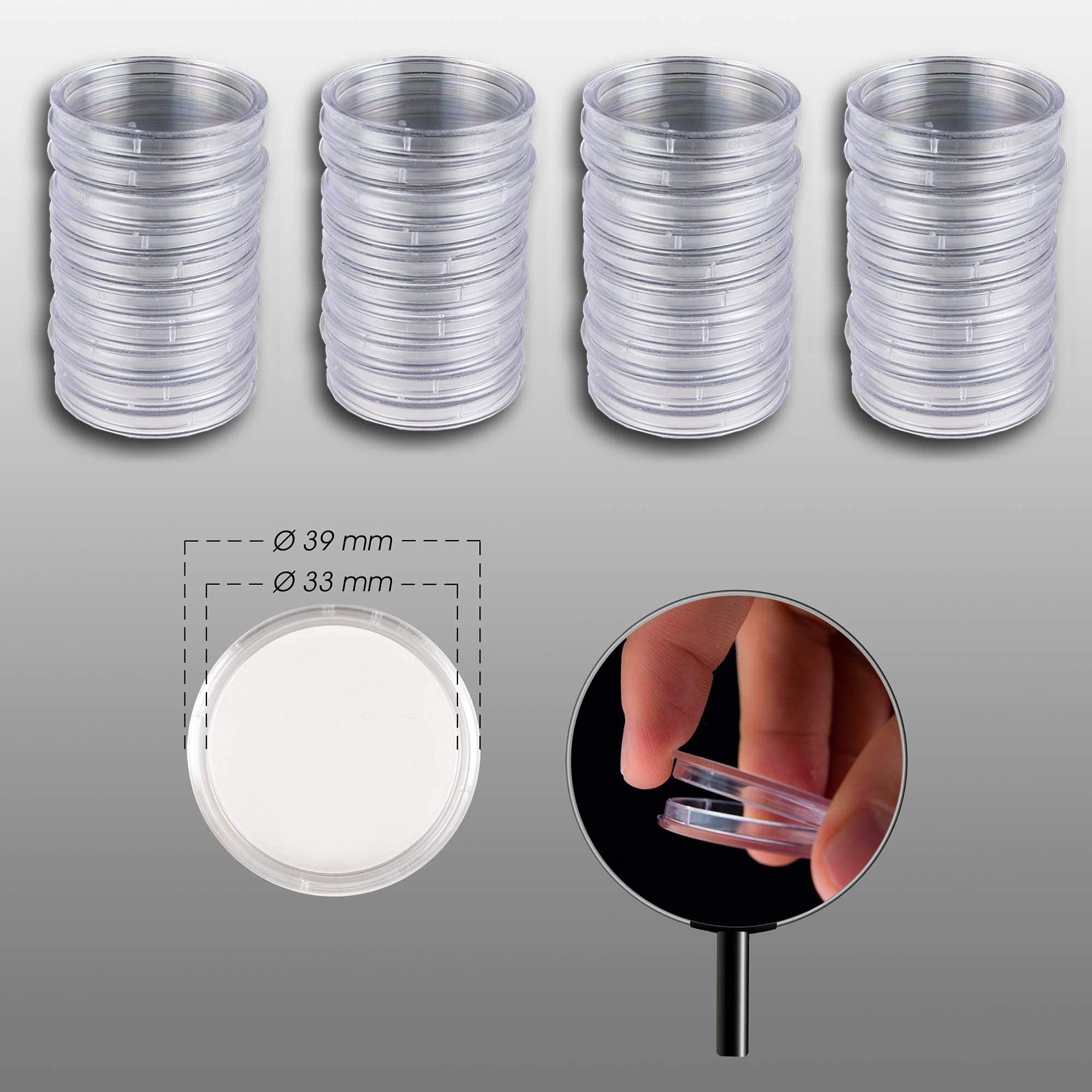 40 Münzkapseln Prophila 33 Mm – Passend Für 10 DM & 10 Euro Münzen