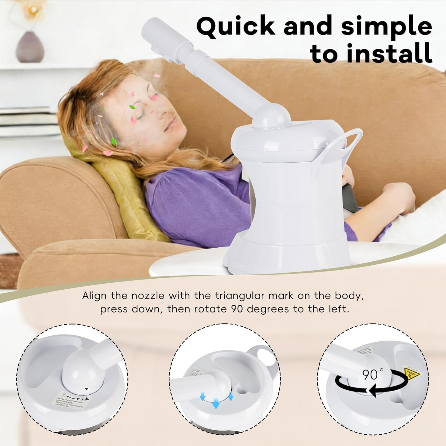 Facial Steamer, Facial Steamer Professional Tabletop with Extendable Nozzle, Portable Nano Ionic Face Steamer for Home Use（White）