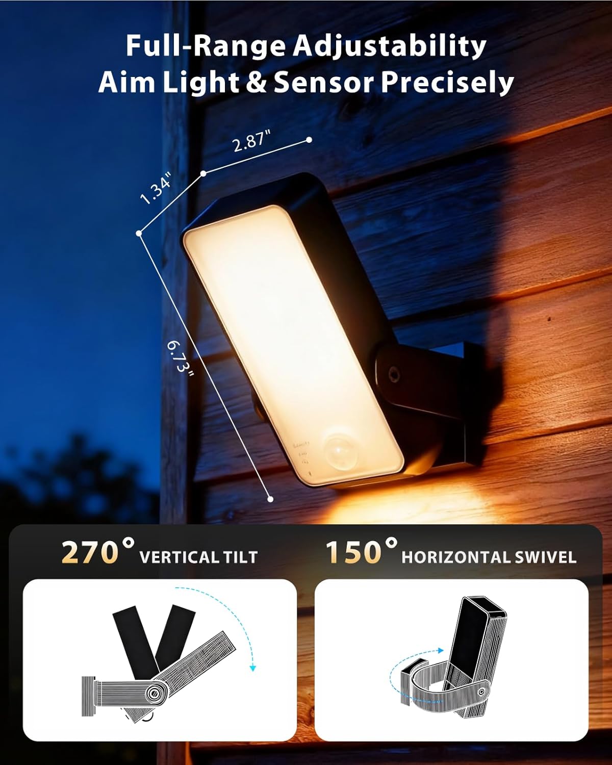 KMSCO Battery Motion Sensor Light Outdoor, Motion-Sensing Security Light with Remote Control, 10000mAh 600 Lumens IP65 Waterproof, Ideal for Porches,Garages,Yards (Black, 1 Pack)