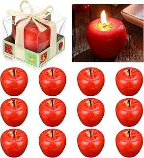 Tondiamo 12pcs Apple Candle Christmas Artificial Creative 3D Apple Shaped Candle Gifts for Women Party Wax Gifts for Christmas Party Home Table Decor Mother Gift (Red)