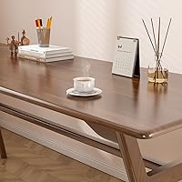 Vista 7 de Escritorio de estudio de madera maciza, mesa de computadora doble larga de 78.8 pulgadas para oficina en casa, estación de trabajo de PC para 2