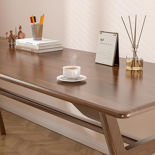 Miniatura 7 de Escritorio de estudio de madera maciza, mesa de computadora doble larga de 63 pulgadas para oficina en casa, estación de trabajo de PC para 2