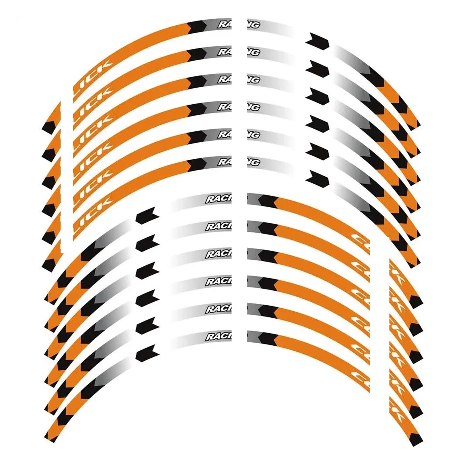 Hub Decals Rim for Click 125i 150i 160i 14" inch Motorcycle Stickers Hub Decals Rim Reflective Sticker Stripe Tape Set Stripe Tape(Orange-A)