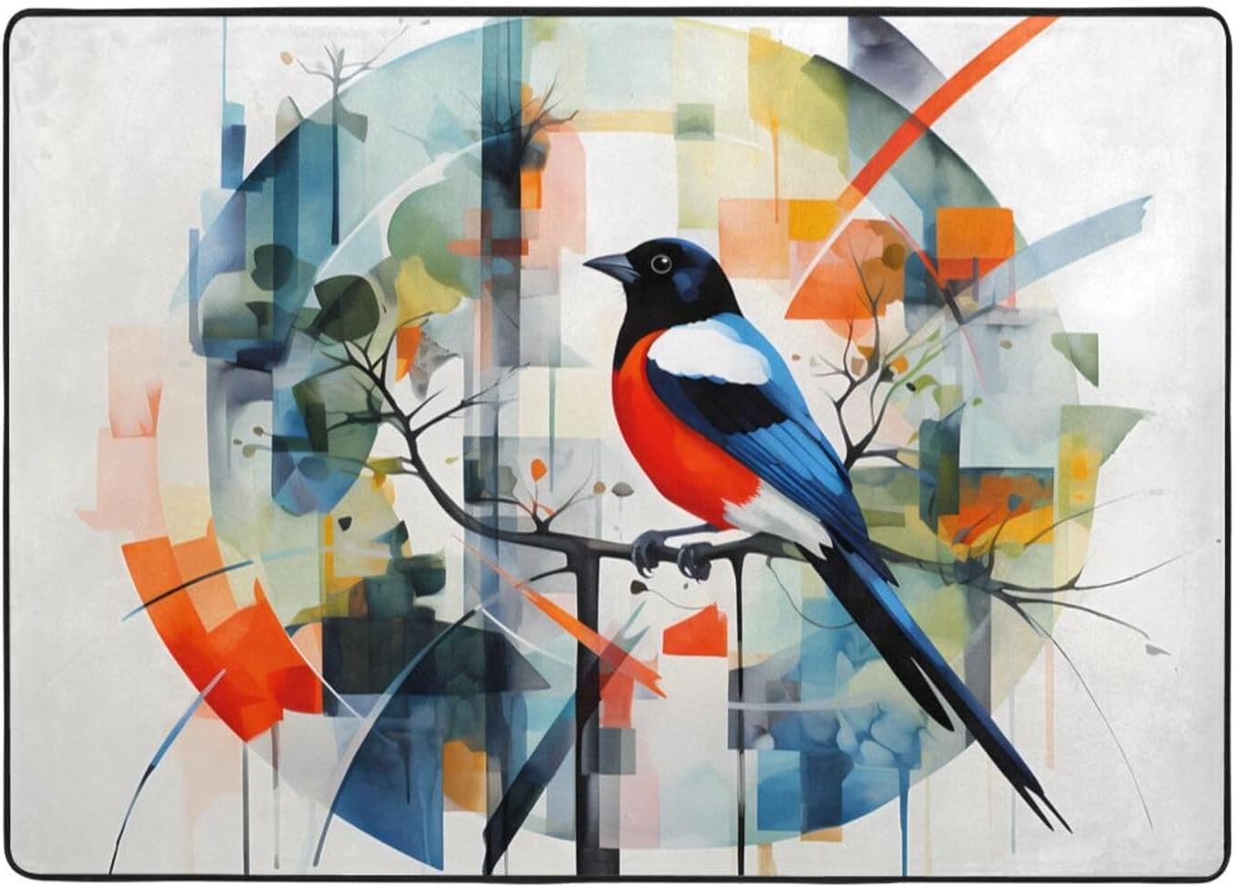 Cute Magpie Printed Floor mat 80x58 inches, Non-Slip Decorative Carpet for Bedroom and Living Room