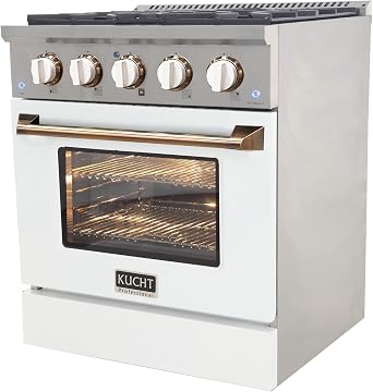Kucht KDF302-W-GOLD Dual Fuel Range, White & Gold