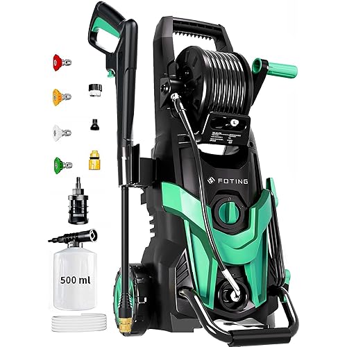 2026NEW Pressure Power Washer 4500PSI with 4 Quick Connect Nozzles, Inlet Hose & Filter, Foam Cannon for Cars/Fences/Driveways/Patios/Home Cleaning, Navy Blue