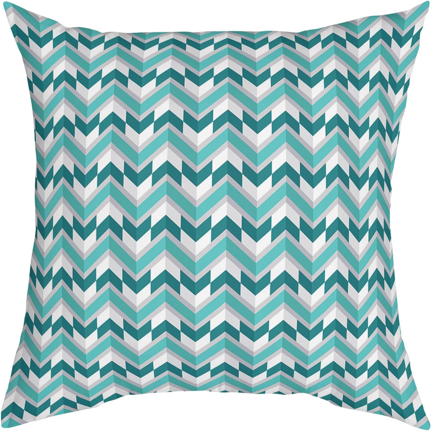 クッションカバー 50×50cm 北欧 おしゃれ シンプル 正方形 ソファ背当て 装飾枕カバー 座布団カバー 装飾枕 雰囲気 部屋飾り 車用 上質 手触り良く ピローケース ヘリンボーン柄 ターコイズ アクア グレー 抱き枕カバー