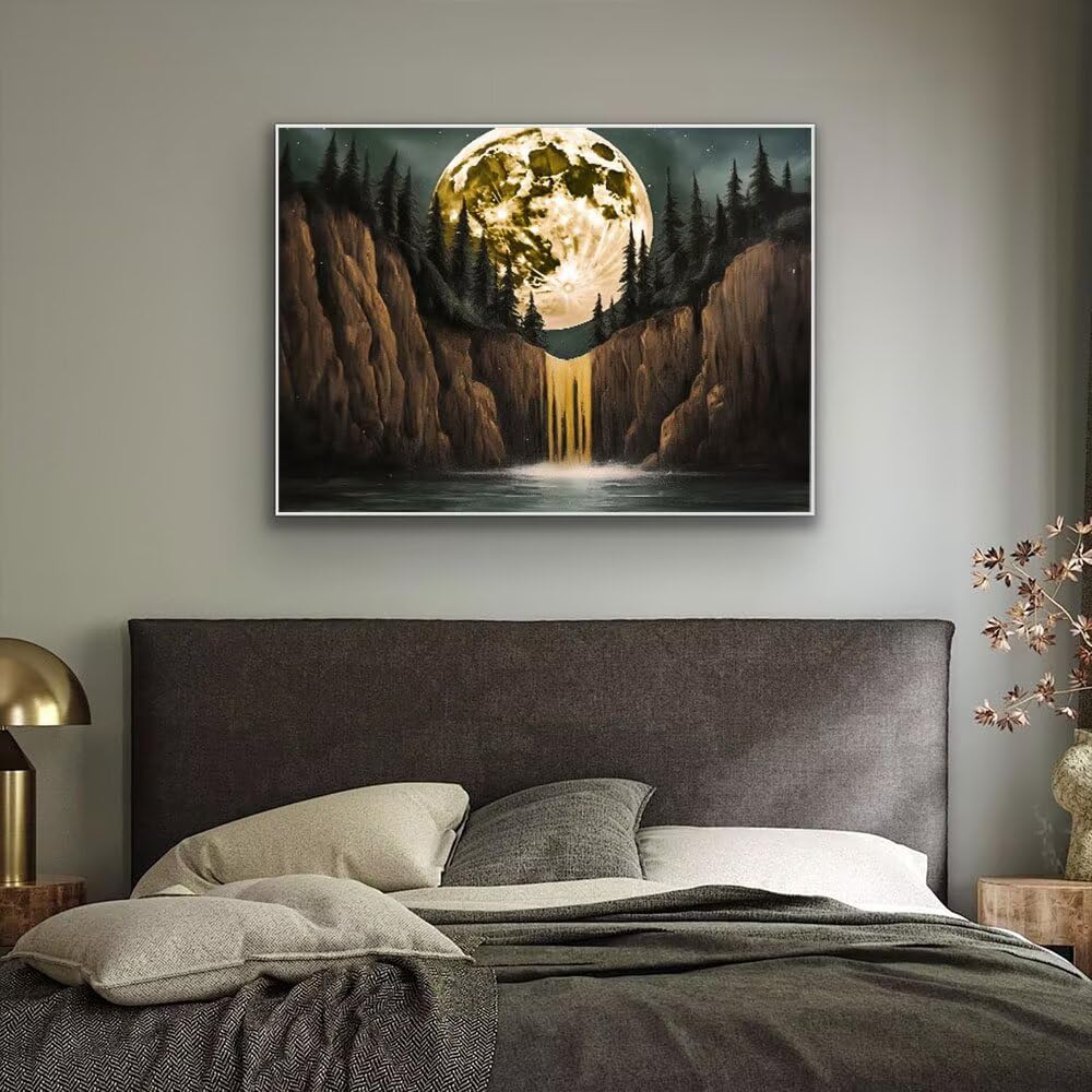 Malowanie według liczb, Moon Falls, malowanie według liczb, dla dzieci, "zrób to sam", ręcznie malowane, zestaw obrazów olejnych, malowanie według liczb, kreatywna dekoracja, pędzle, farba akrylowa