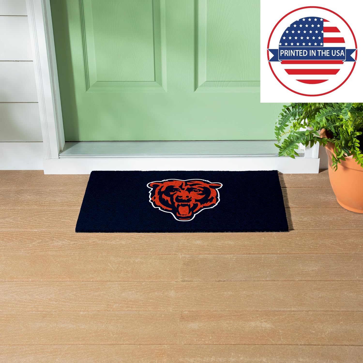 Team Sports America NFL Chicago Bears Sports Doormat | Indoor Outdoor Entrance | 28 x 16 Inches | Non-Slip Front Door Mats | Official Licensed | Sports Fans Entryway Welcome Rug