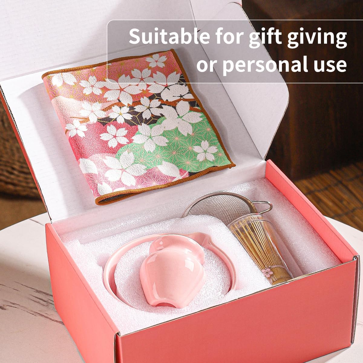 Matcha Whisk Set，Includes Matcha Bowl, Matcha Whisk and Holder, Bamboo Scoop, Scoop Rest, Sifter and Tea Towel, Ceremony Matcha Tea Making Tools - Image 8