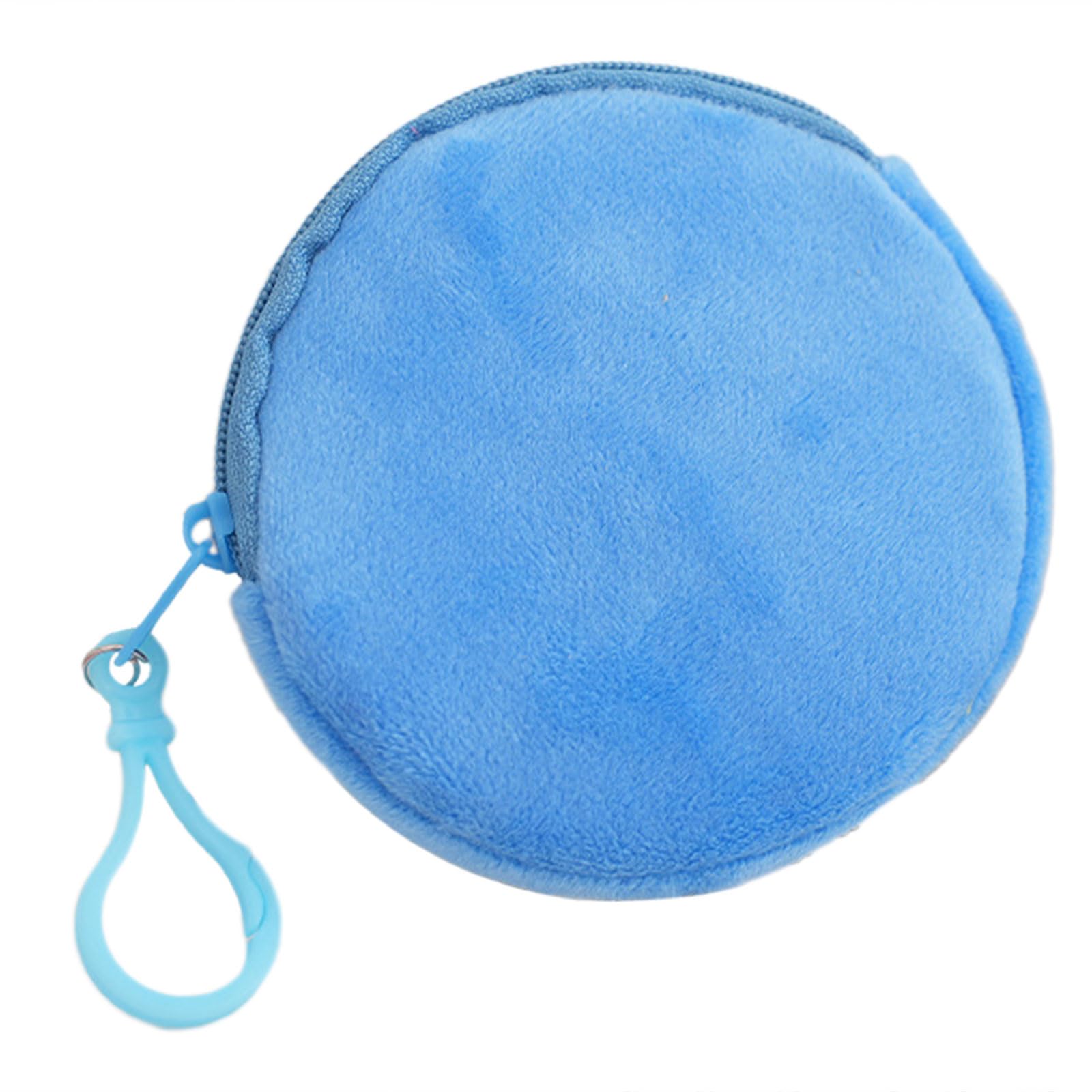 ZEPFJHE Candy Colored Wallet Keychain Colorful Round Coin Purse Keyring Soft Fabric Storage Bag Ornament for Daily Use Round Coin Purse Keyring