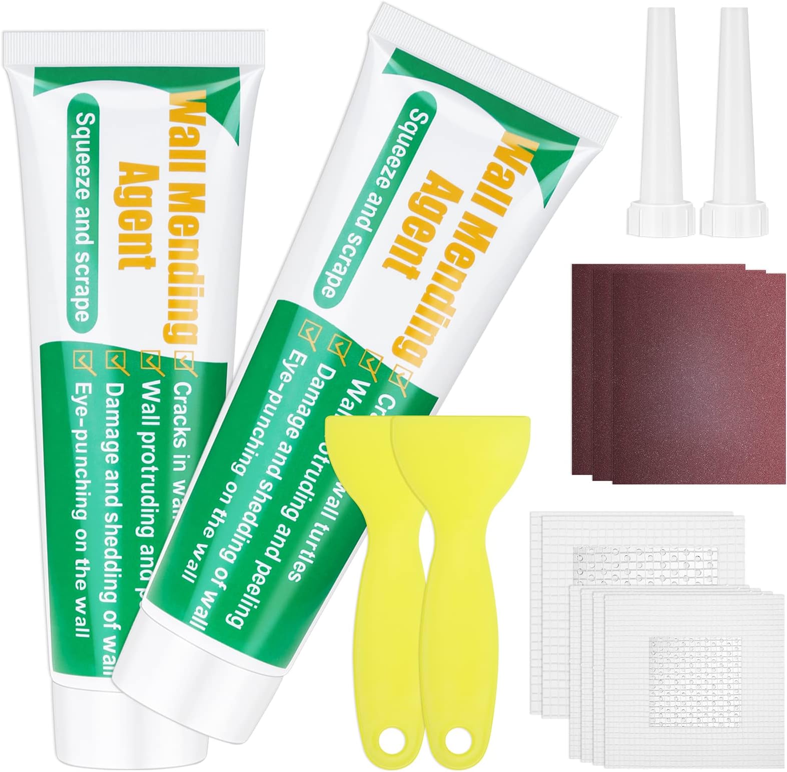 Drywall Repair Kit - Large Hole Patch, Wall Mending Agent with Scraper - Easy to Fill Holes for Home Wall, Plaster Dent Repair - 2 Pcs