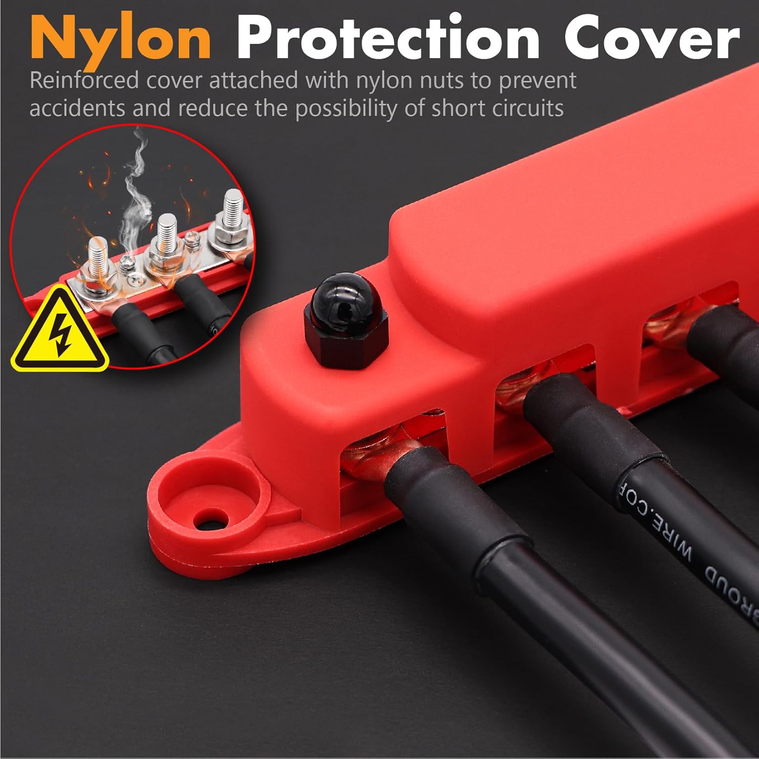 Bus Bar 5 Post 300A, 5/16" Stud for 4 AWG & 2 AWG, Power Distribution Block with Cover, Lugs & Heat Shrink Kit for 12V Solar Marine RV (Red & Black Pair)