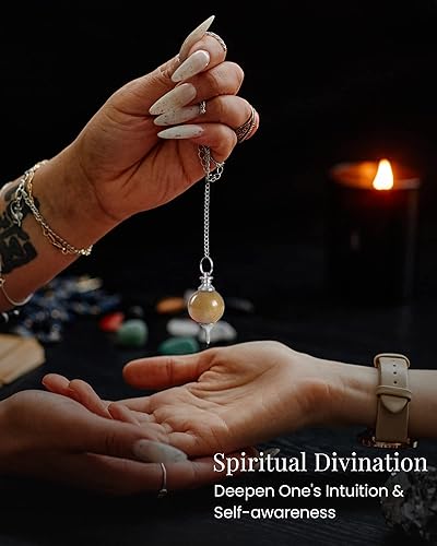 Miniatura 5 de YATSKIA Péndulo de aventurina amarilla en forma de bola natural de chakras péndulos de piedra de chakras herramientas de adivinación Reiki