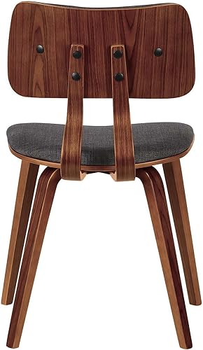 Miniatura 8 de Armen Living Jaguar Silla de comedor en tela de carbón y acabado de madera de nogal, acabado carbón/nogal, 20 pulgadas de profundidad x 18 pulgadas