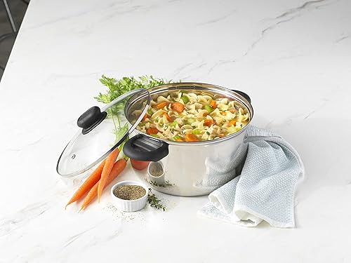 Miniatura 5 de GoodCook Basics - Horno holandés de acero inoxidable con tapa de vidrio, 5 cuartos de galón