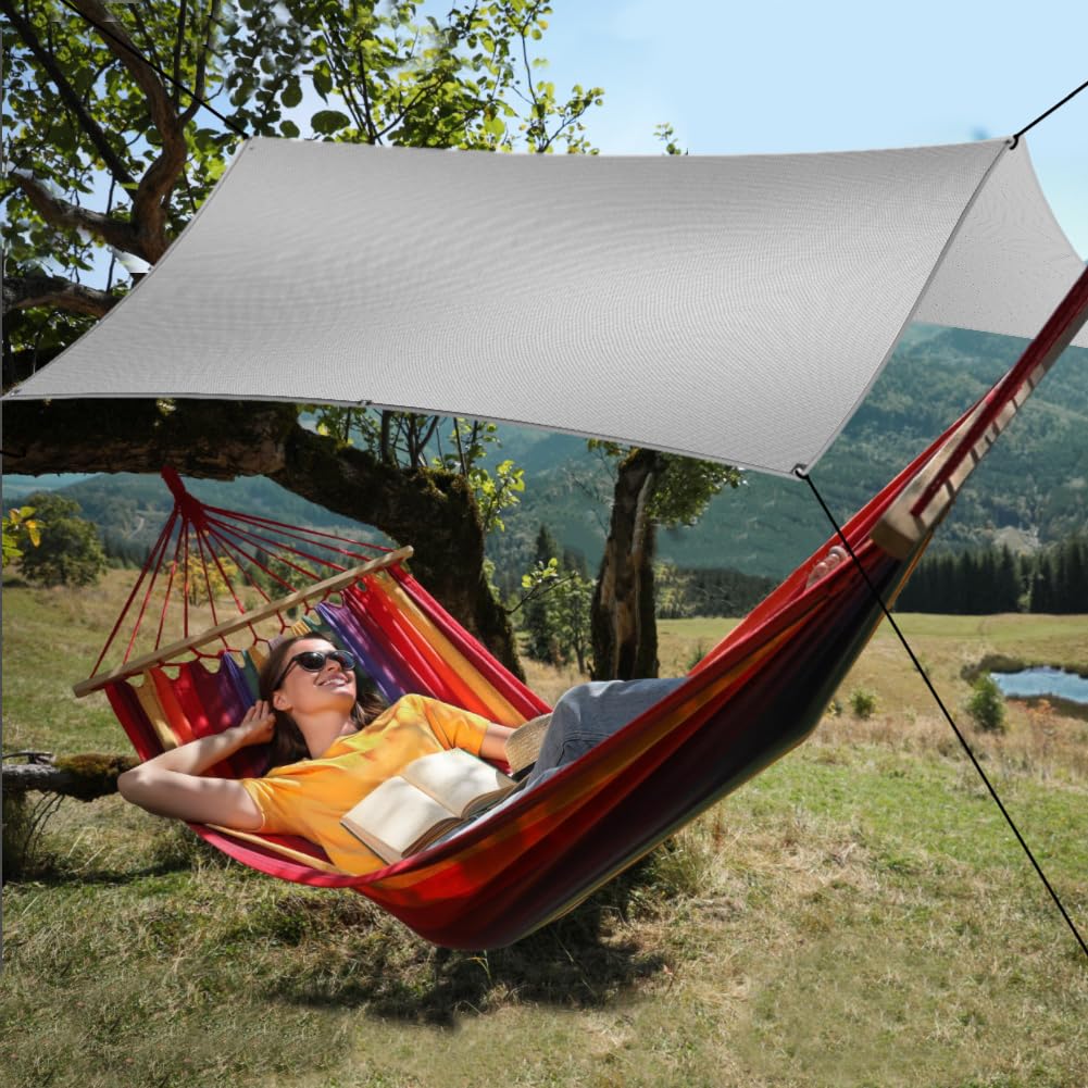 Flintronic Tarp Wasserdicht 3x3m, Ultraleicht Zeltplanen, UV Schutz Camping Sonnensegel Zelt, mit 8 Heringe und 8 Seilen Sonnenschutz, für Camping, 