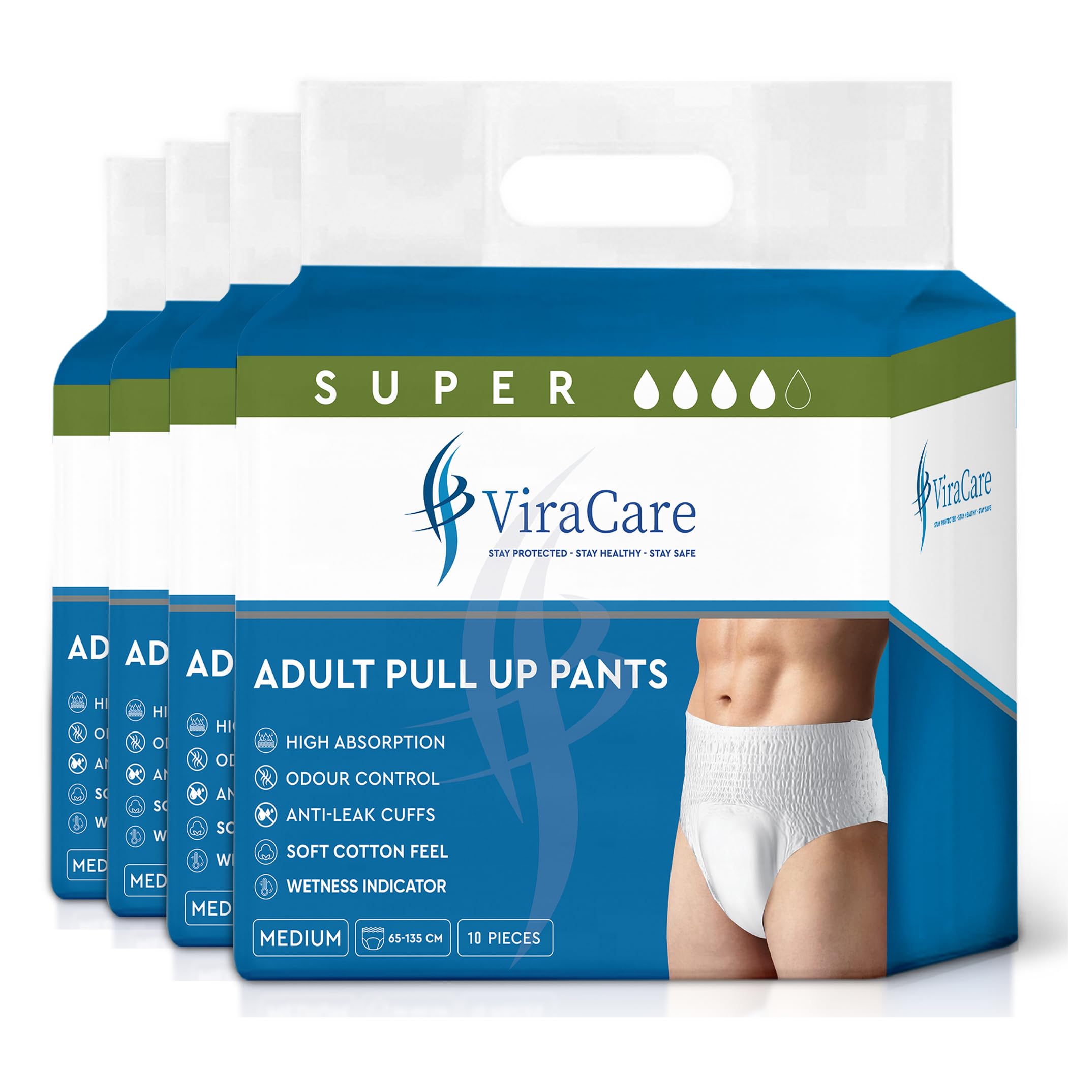 Sponsored Ad – 40 x Incontinence Pants Men & Women | with Wetness Indicator & Soft-Stretch Waistband | Adult Nappies | Waist Size Medium 65-135 cm | Adult Diapers |(4 Packs of 10) (Medium)