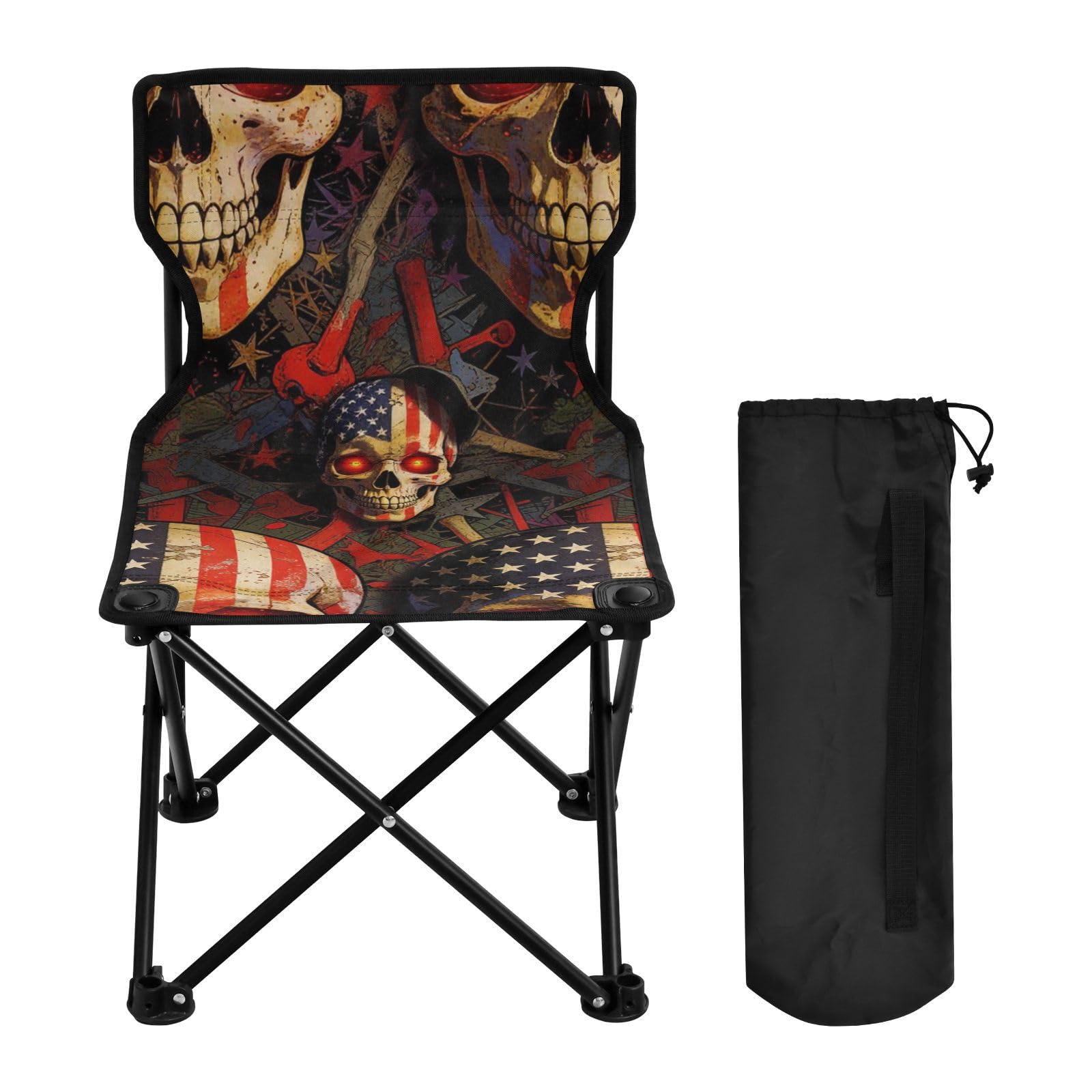Chaise de camping pliable drapeau américain au style original et résistant pour adulte