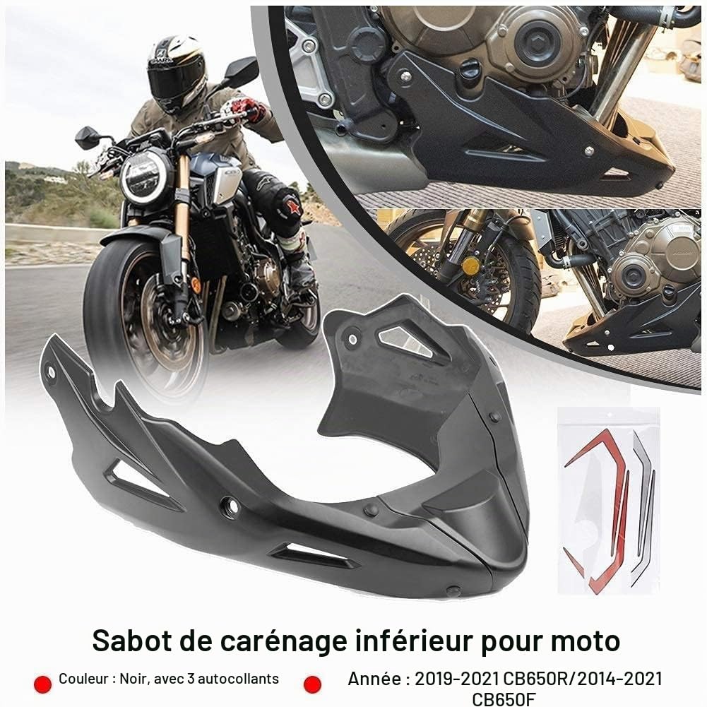 Moto CB650R CB650F CB650FE Ventre Inférieur Bas Ventre Pan Moteur Spoil Carénage Couverture Cadre Garde pour CB 650R 650 R CB 650F 2014 2015 2016 2017 2018 2020 2021 2022 2023 (Noir)