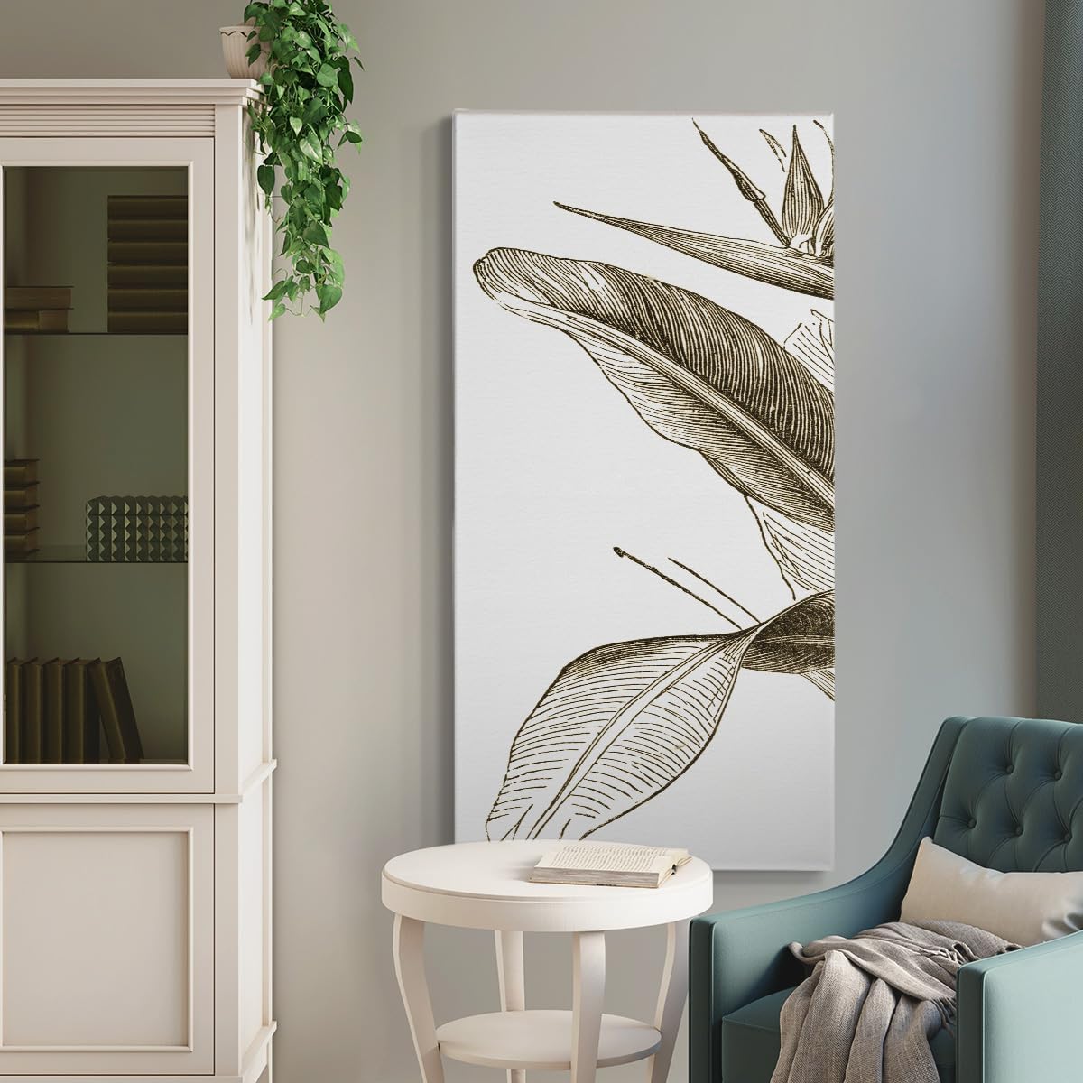 Renditions Gallery Canvas Wall Art Modern Paintings & Prints Decorations Vintage Paradise Bird Abstract Black & White Romantic Wall Hanging Artwork for Bedroom Office Kitchen - 12"x24" LT517