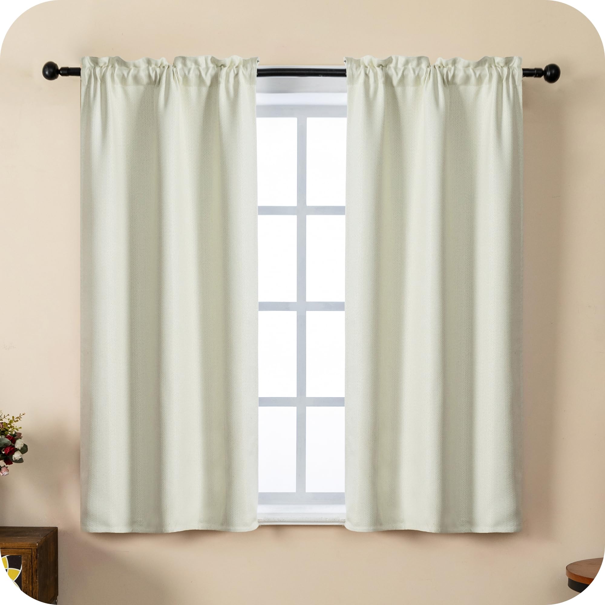 GIRASOLE HOME® Paire de rideaux semi-occultants effet lin texture nervurée lourde pour intérieur 2 panneaux avec œillets (bleu clair, 140 x 133 cm